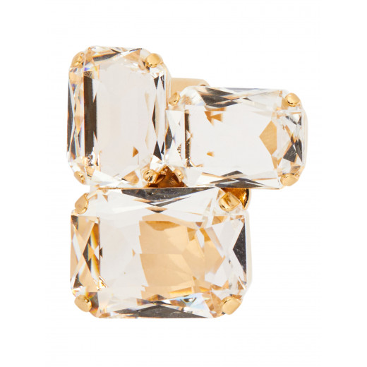 Ring mit drei Baguette-Steinen in Kristall