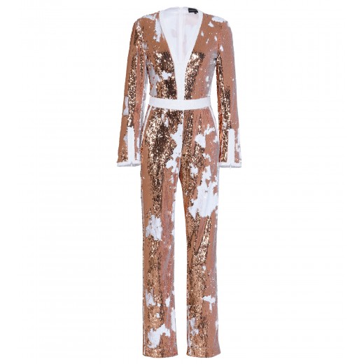 Jumpsuit mit Wendepaillette in Apricot