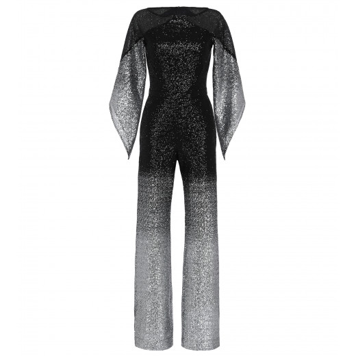 Jumpsuit mit angeschnittenem Arm in Silber-Schwarz