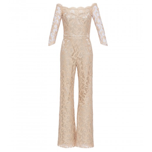 Jumpsuit mit Carmenausschnitt in Gold