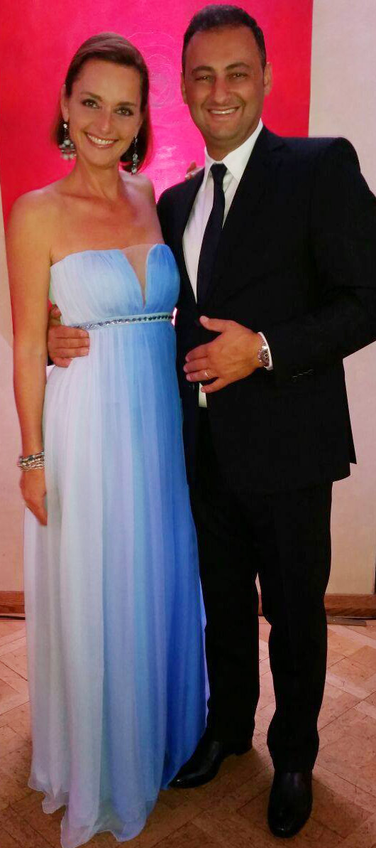 Bustier-Maxikleid aus Seide mit Farbverlauf in Blau