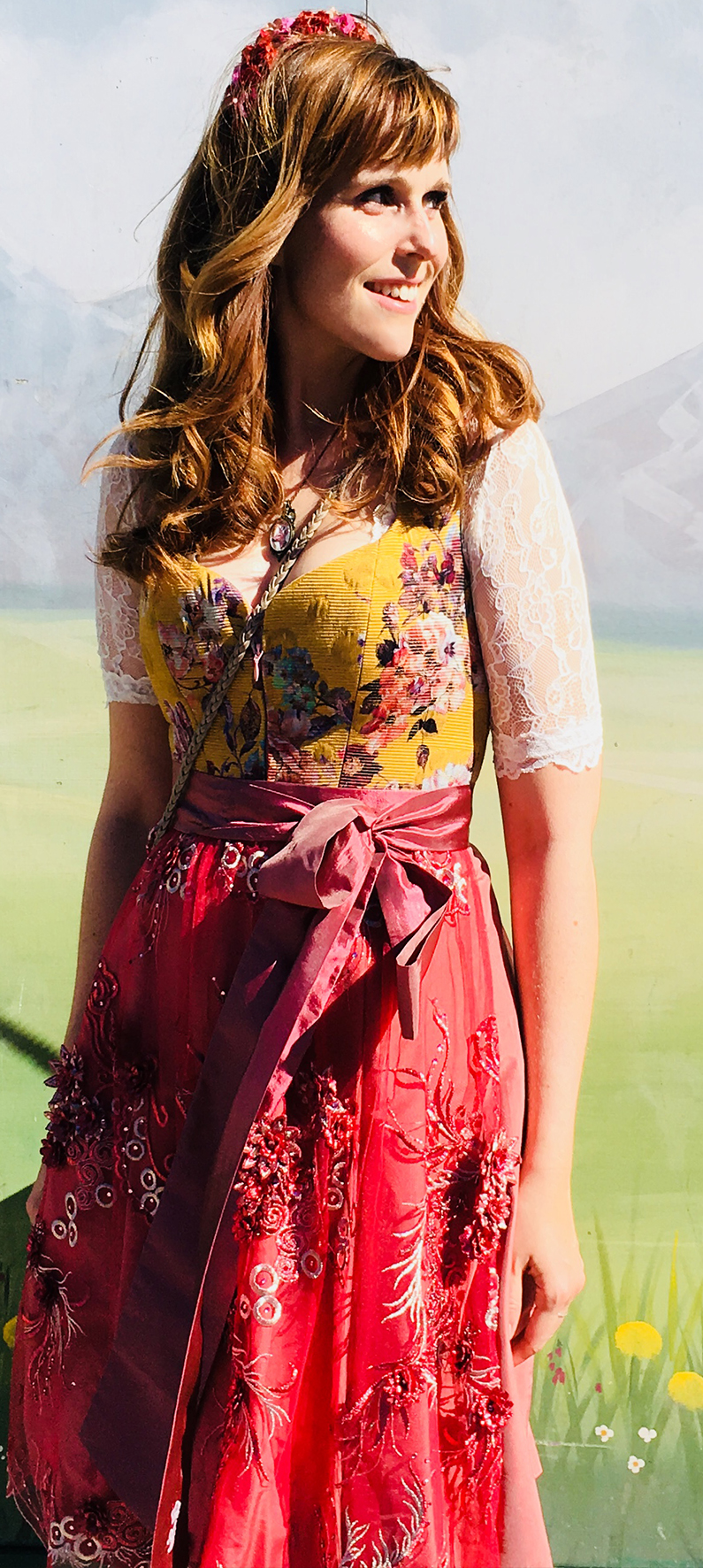 Dirndl in Gelb/Pink