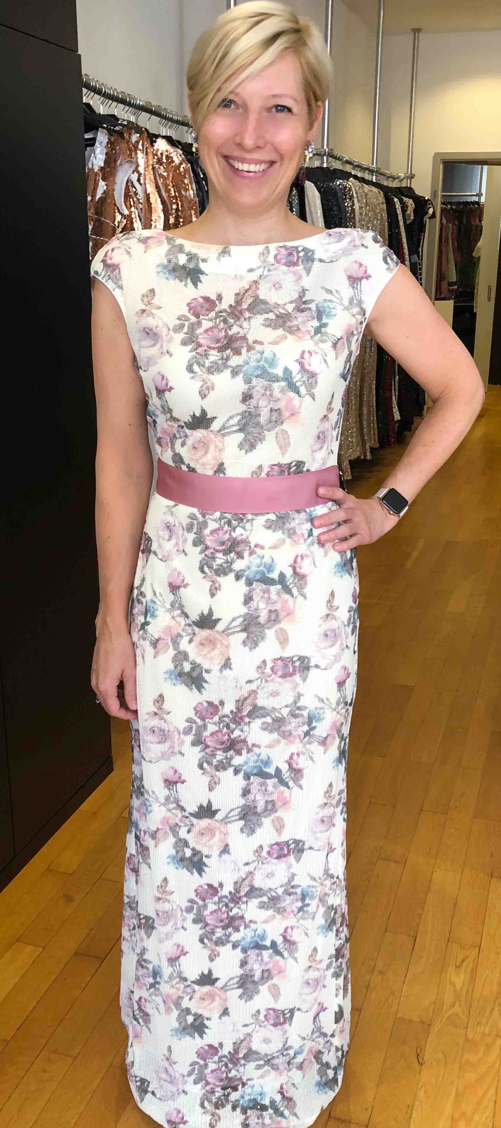 Paillettenkleid mit Blumenprint 